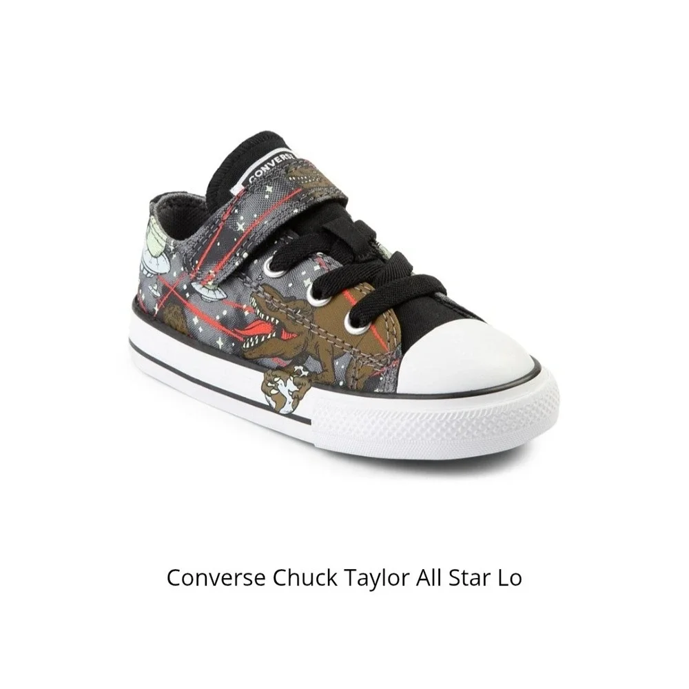 Converse Chuck Taylor All Star Baby Shoes Dinosaur Print Velcro Strap Size‎ 2